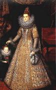 POURBUS, Frans the Younger, Portrait of Isabella Clara Eugenia of Austria with her Dwarf